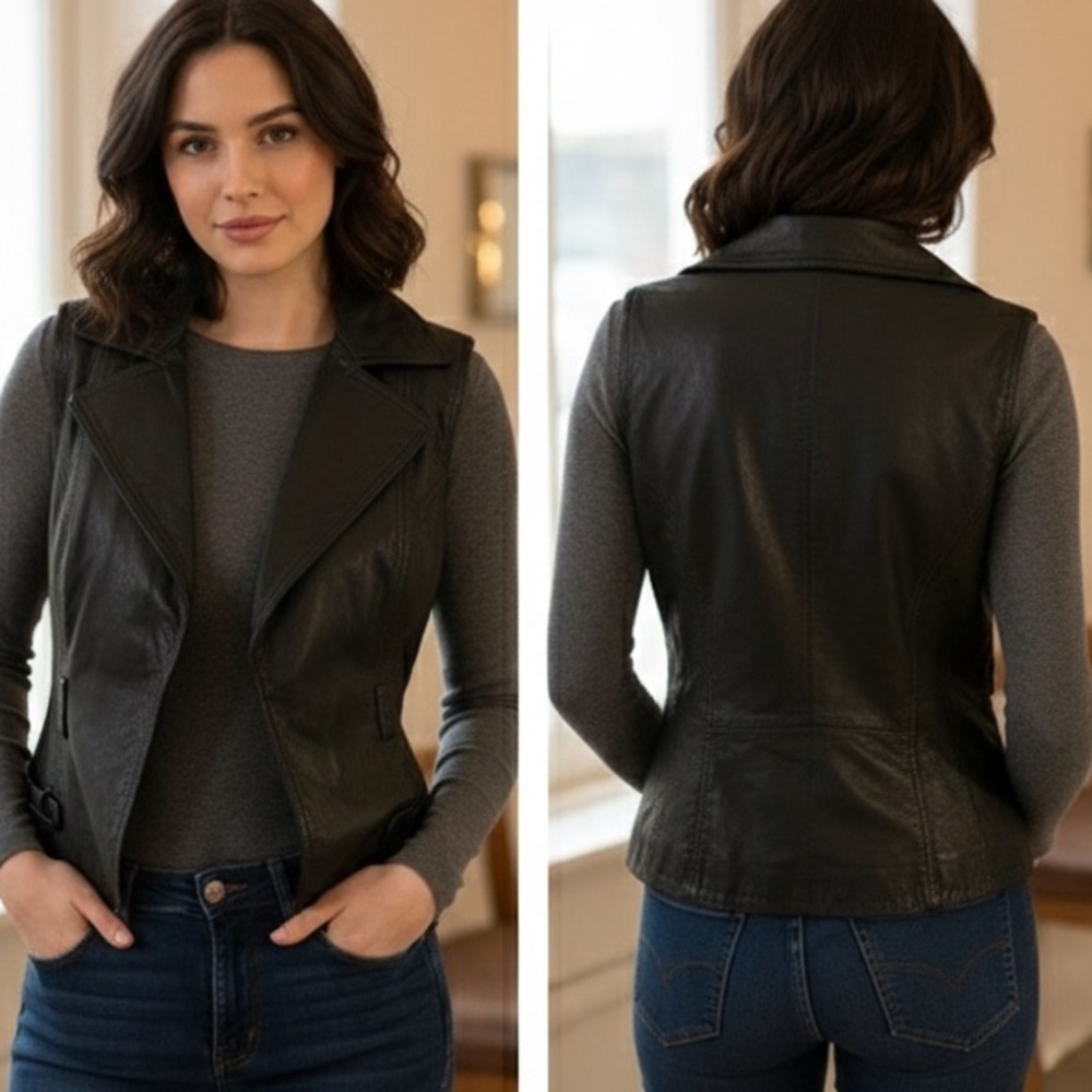 LA Roxx leather vest size S-M